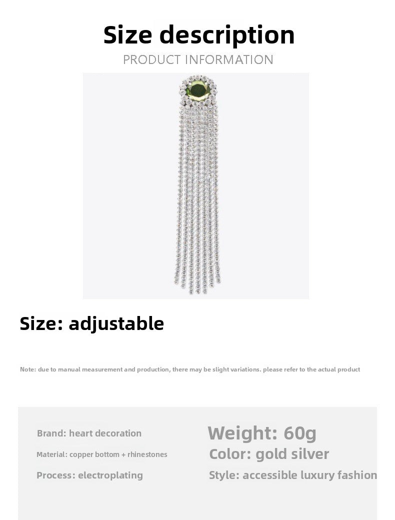 Silver Tassel Hair Chain Insert Comb For Women Featuring Rhinestones, Perfect For Spring