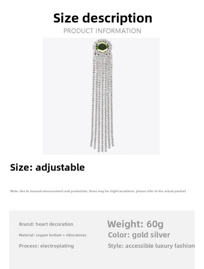 Silver Tassel Hair Chain Insert Comb For Women Featuring Rhinestones, Perfect For Spring