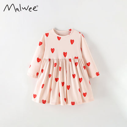 Girls' Cartoon Princess Dress In Cotton With Long Sleeves, Perfect For Toddler Autumn Wear