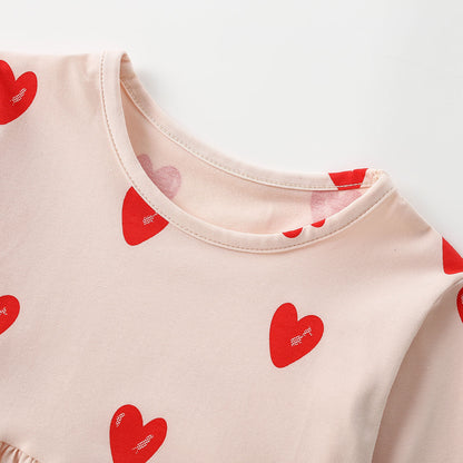 Girls' Cartoon Princess Dress In Cotton With Long Sleeves, Perfect For Toddler Autumn Wear