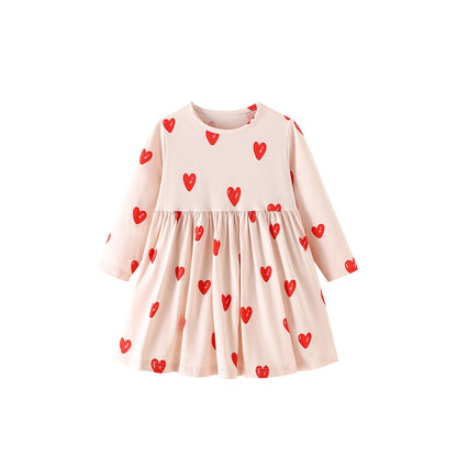 Girls' Cartoon Princess Dress In Cotton With Long Sleeves, Perfect For Toddler Autumn Wear