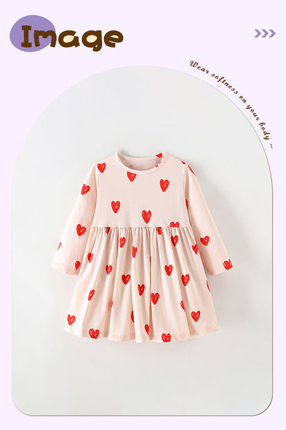Girls' Cartoon Princess Dress In Cotton With Long Sleeves, Perfect For Toddler Autumn Wear