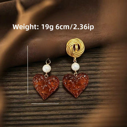 Heart Shape Stud Earrings For Women In Wine Red Alloy With Silver Plated Finish And 925 Sterling Silver Posts