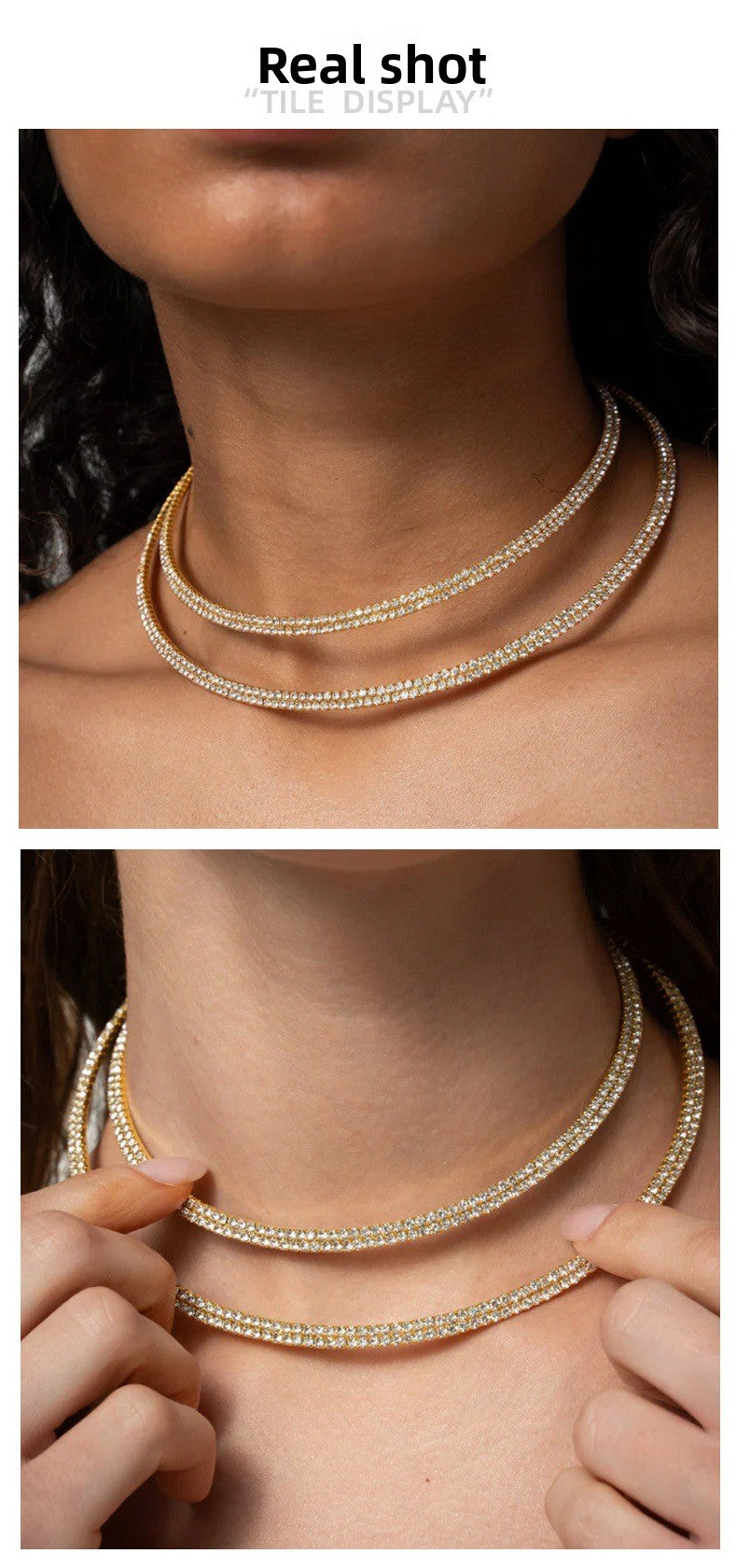 Geometric Alloy Choker With Rhinestone Pendant, Unisex Fashion Necklace