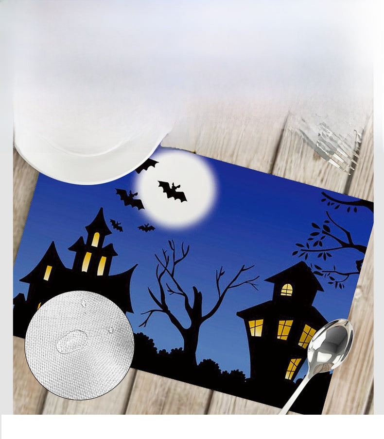 Nordic Style Halloween Pattern Polyester Placemat, Ideal For Halloween Party Tablecloth And Dining Use