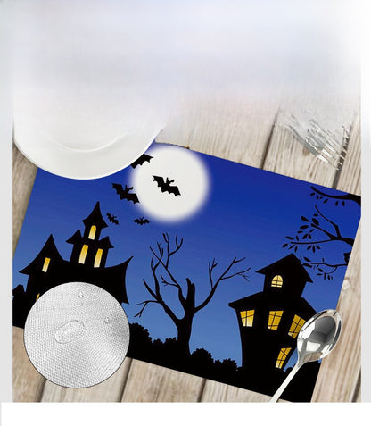 Nordic Style Halloween Pattern Polyester Placemat, Ideal For Halloween Party Tablecloth And Dining Use