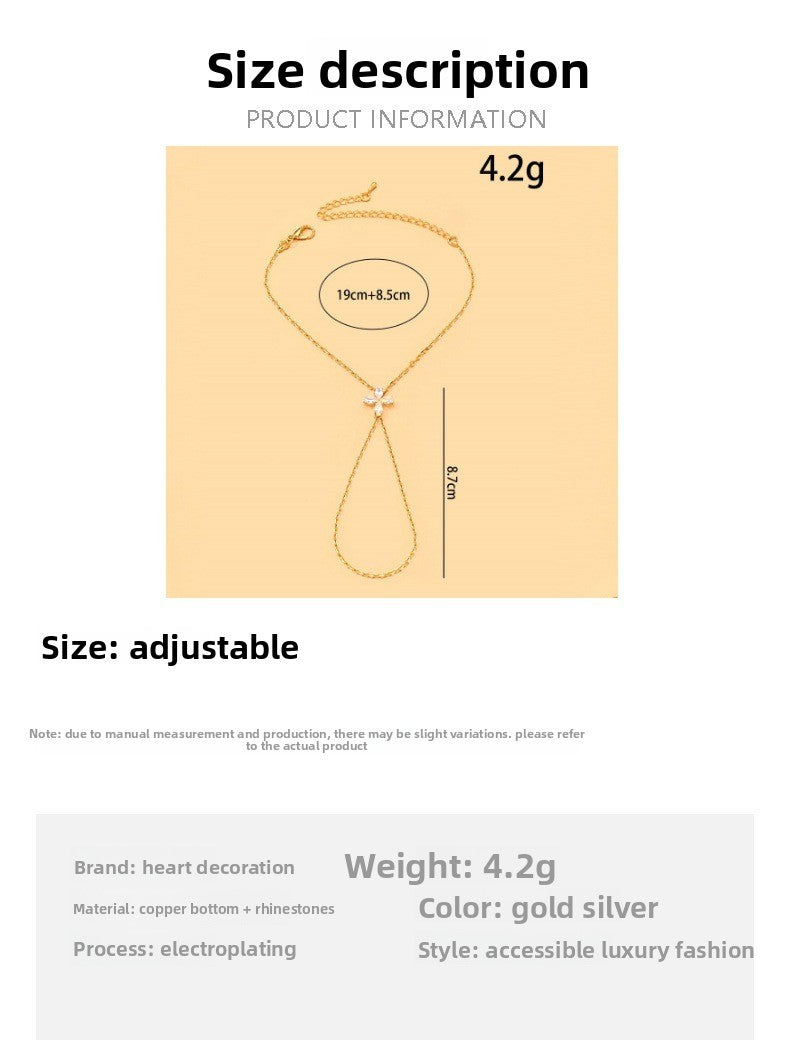 Lucky Heart Gold Alloy Bracelet For Women With Rhinestone Inlay, Elegant And Stylish Jewelry Accessory
