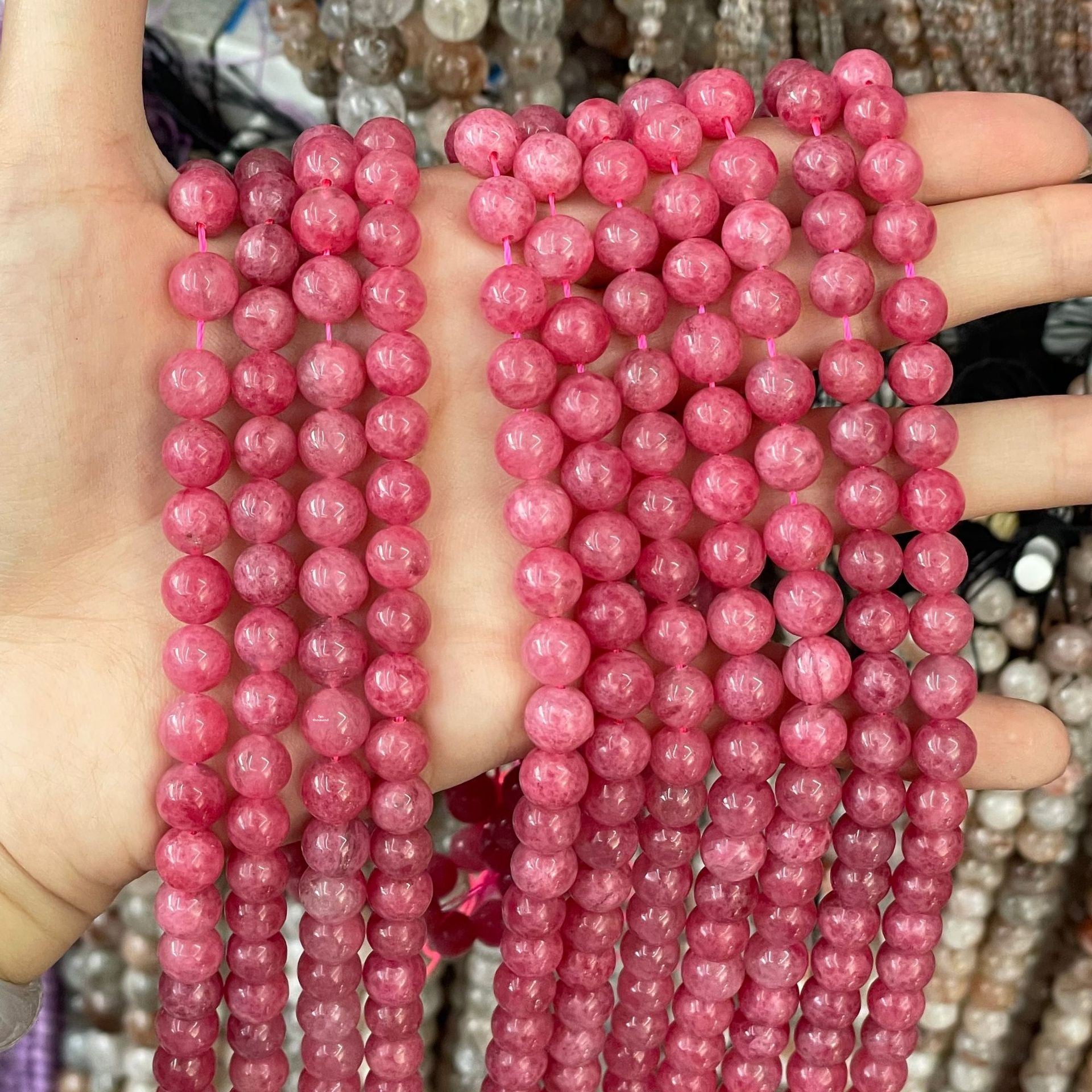 Polished Natural Stone Beads With Smooth Embellishment, 8mm Diameter, Baroque Style For Jewelry Making