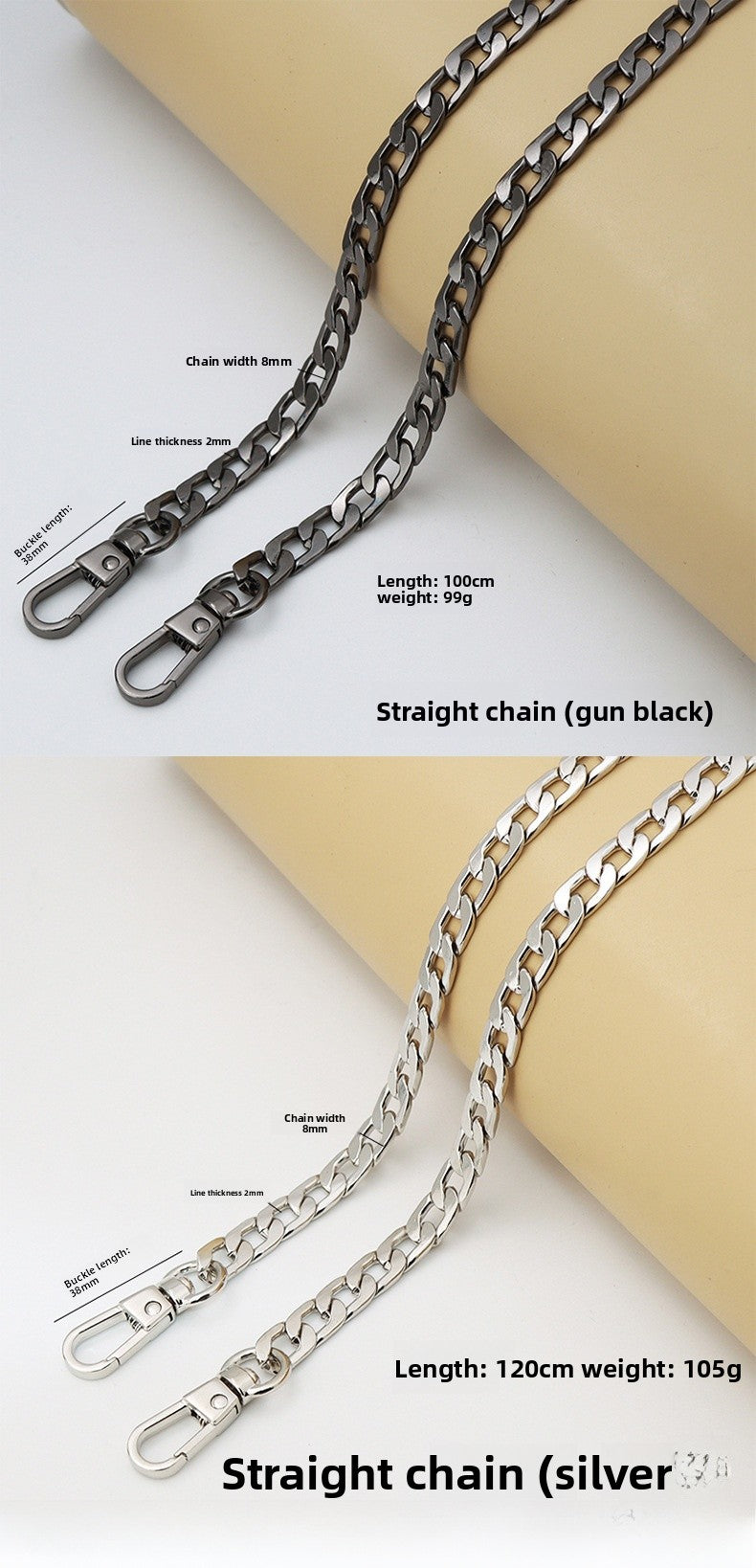 Solid Color Bag Strap Made Of Durable Zinc Alloy, Stylish And Functional Accessory For Your Bags
