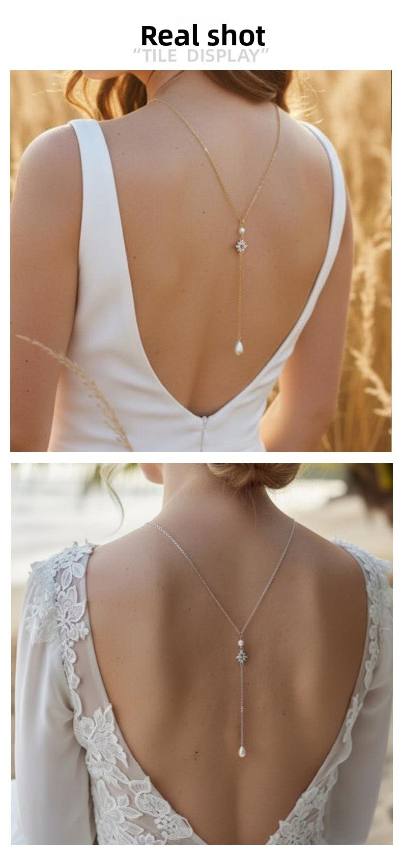 Silver Alloy Body Chain For Women Featuring Pearl Pattern And Zircon Inlay, Perfect For Wedding Back Accessory