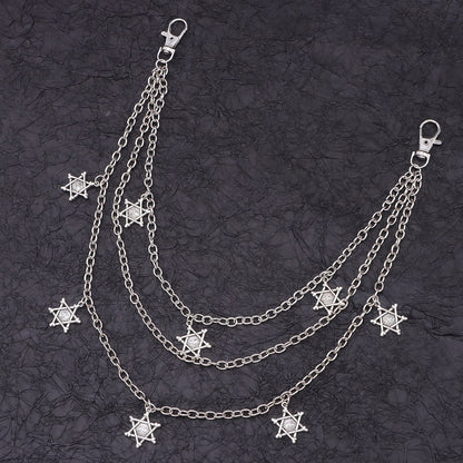 Maple Leaf Hip-Hop Waist Chain In Frosted Metal Finish, Unisex Accessory