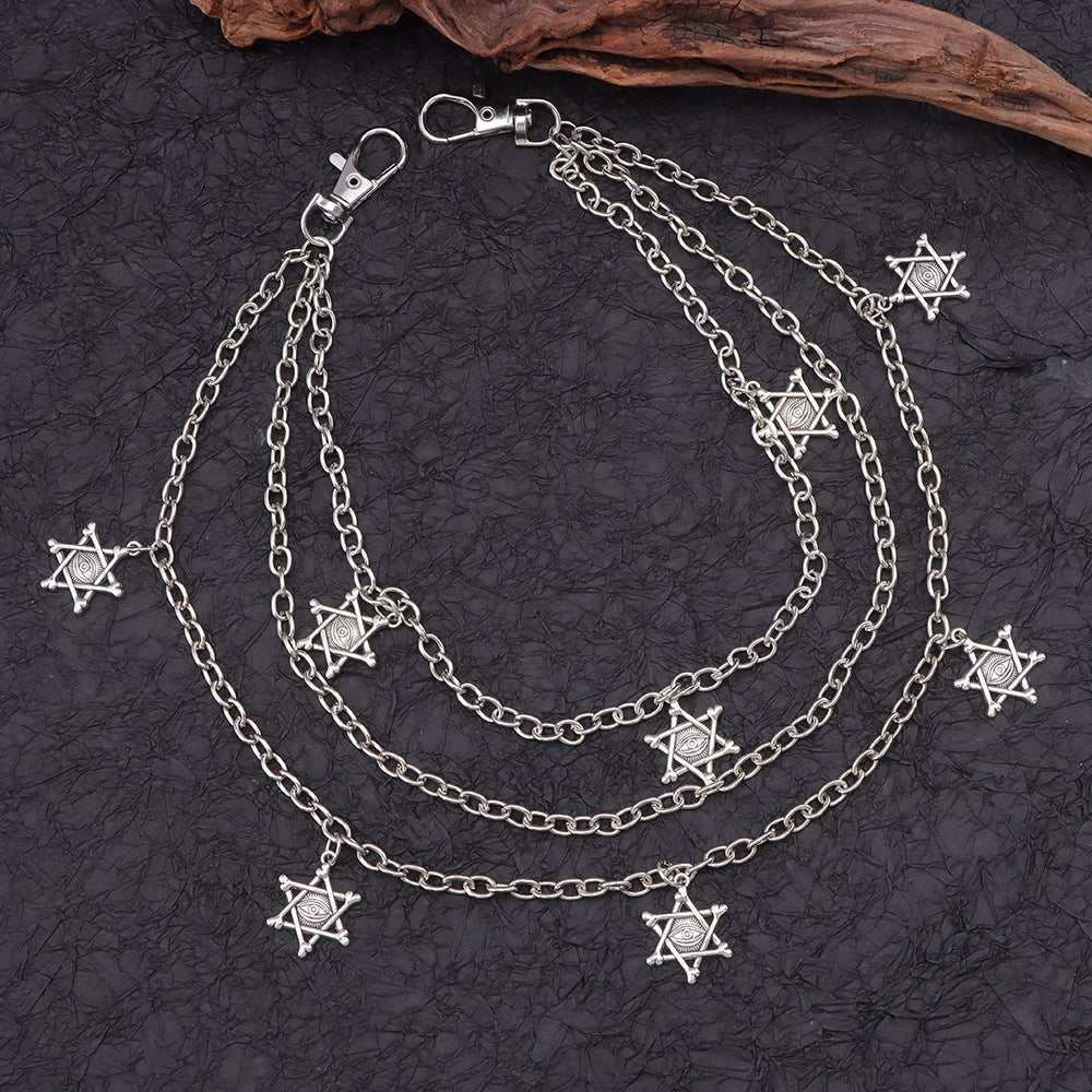 Maple Leaf Hip-Hop Waist Chain In Frosted Metal Finish, Unisex Accessory
