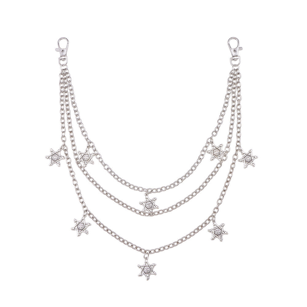 Maple Leaf Hip-Hop Waist Chain In Frosted Metal Finish, Unisex Accessory