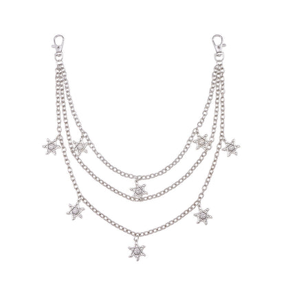 Maple Leaf Hip-Hop Waist Chain In Frosted Metal Finish, Unisex Accessory