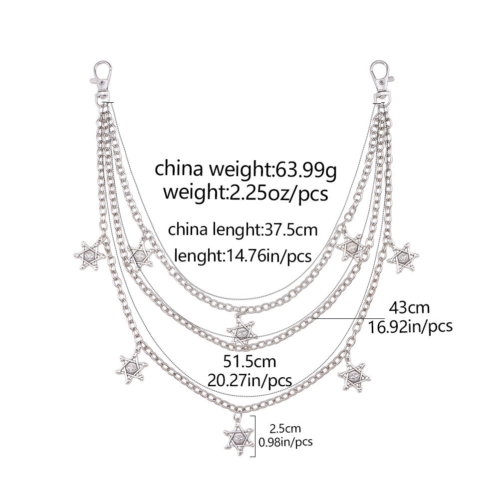 Maple Leaf Hip-Hop Waist Chain In Frosted Metal Finish, Unisex Accessory