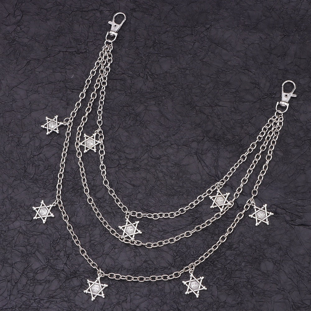 Maple Leaf Hip-Hop Waist Chain In Frosted Metal Finish, Unisex Accessory