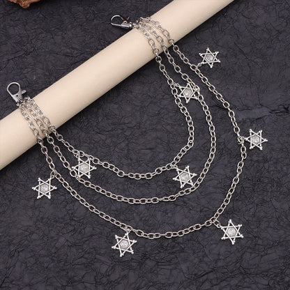 Maple Leaf Hip-Hop Waist Chain In Frosted Metal Finish, Unisex Accessory