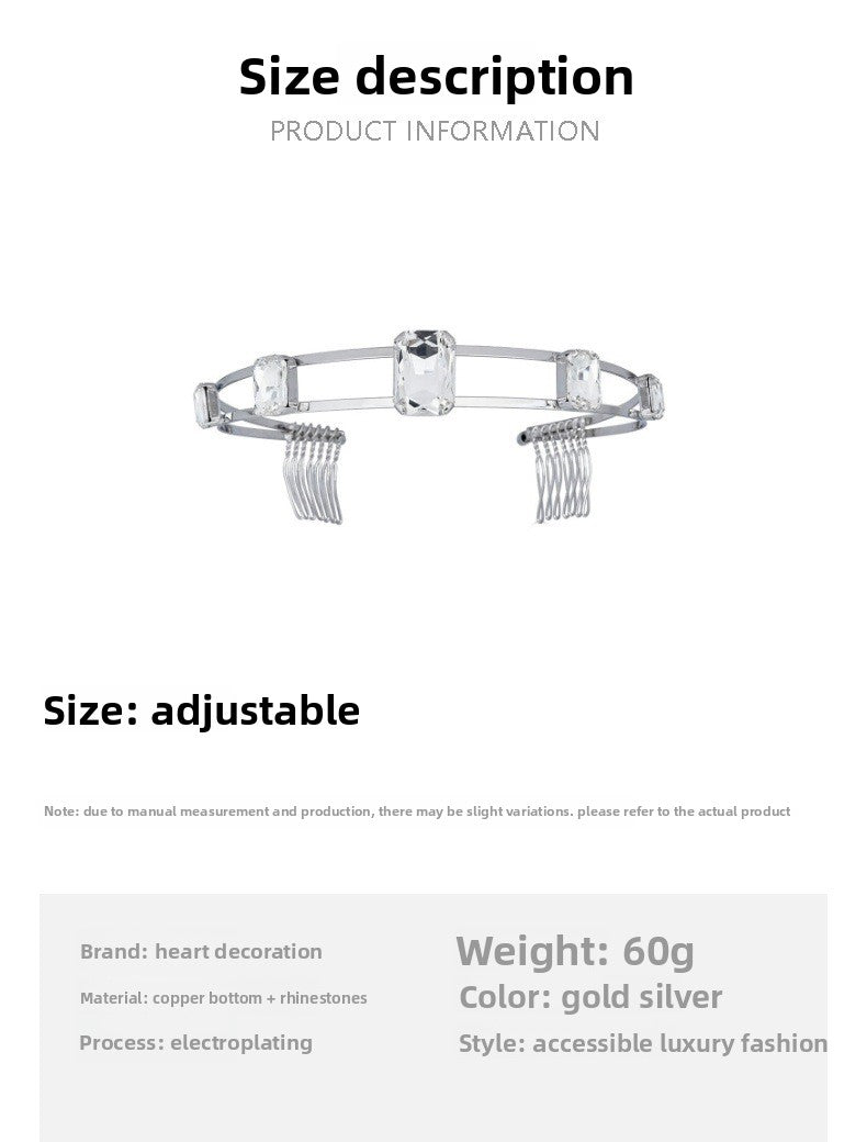 Geometric Jewelry Headband For Women In Silver Metal With Rhinestones, Perfect For Spring