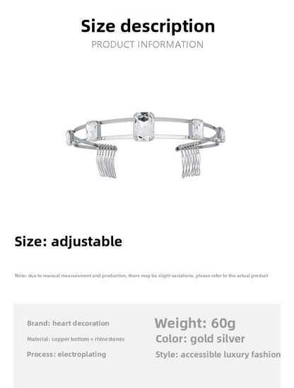 Geometric Jewelry Headband For Women In Silver Metal With Rhinestones, Perfect For Spring