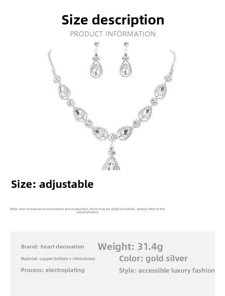 Gold Jewelry Set For Women Featuring Water Droplets Pattern With Rhinestones In Alloy, Perfect For Wedding