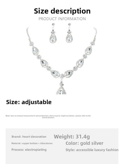 Gold Jewelry Set For Women Featuring Water Droplets Pattern With Rhinestones In Alloy, Perfect For Wedding