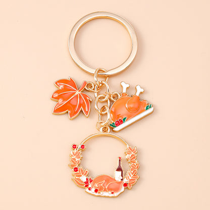 Corn Pattern Alloy Keychain With Enamel Craftsmanship, Perfect For Thanksgiving And Commute Style