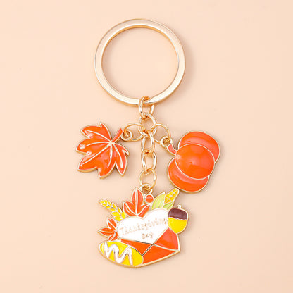 Corn Pattern Alloy Keychain With Enamel Craftsmanship, Perfect For Thanksgiving And Commute Style