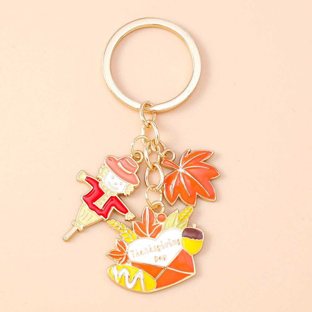 Corn Pattern Alloy Keychain With Enamel Craftsmanship, Perfect For Thanksgiving And Commute Style