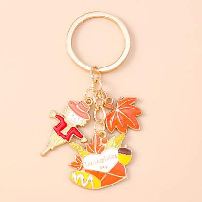 Corn Pattern Alloy Keychain With Enamel Craftsmanship, Perfect For Thanksgiving And Commute Style