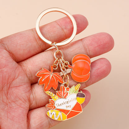 Corn Pattern Alloy Keychain With Enamel Craftsmanship, Perfect For Thanksgiving And Commute Style
