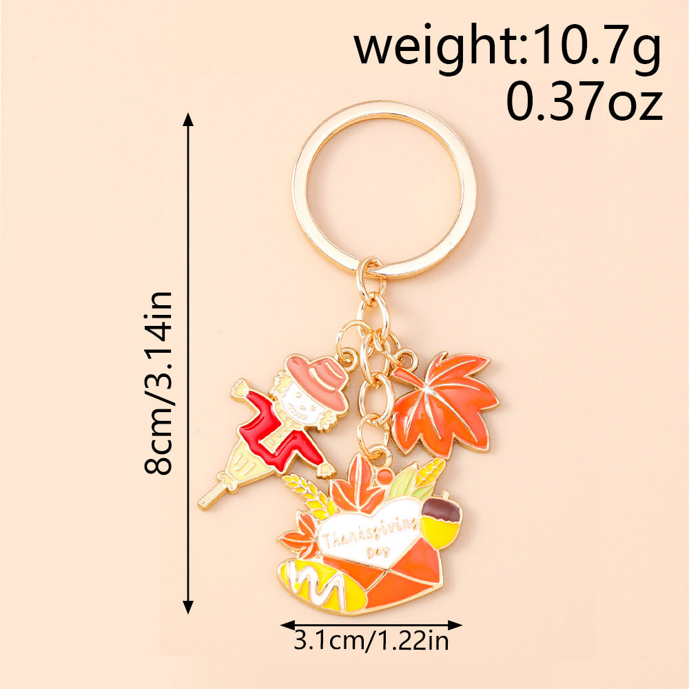 Corn Pattern Alloy Keychain With Enamel Craftsmanship, Perfect For Thanksgiving And Commute Style