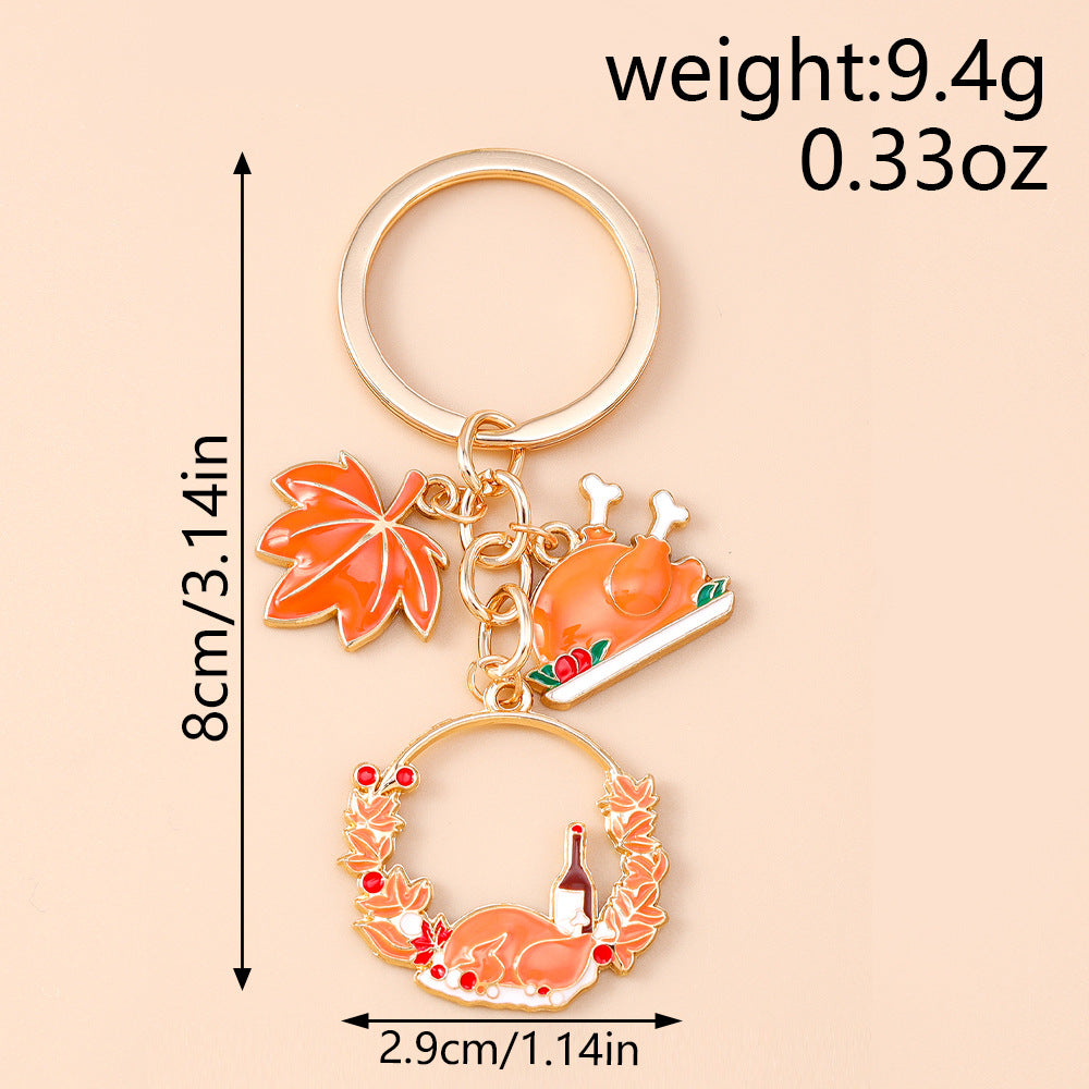 Corn Pattern Alloy Keychain With Enamel Craftsmanship, Perfect For Thanksgiving And Commute Style