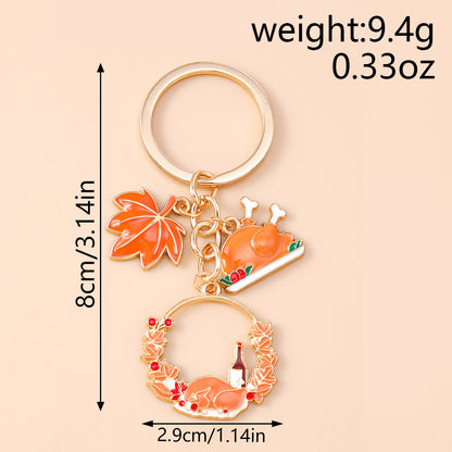 Corn Pattern Alloy Keychain With Enamel Craftsmanship, Perfect For Thanksgiving And Commute Style