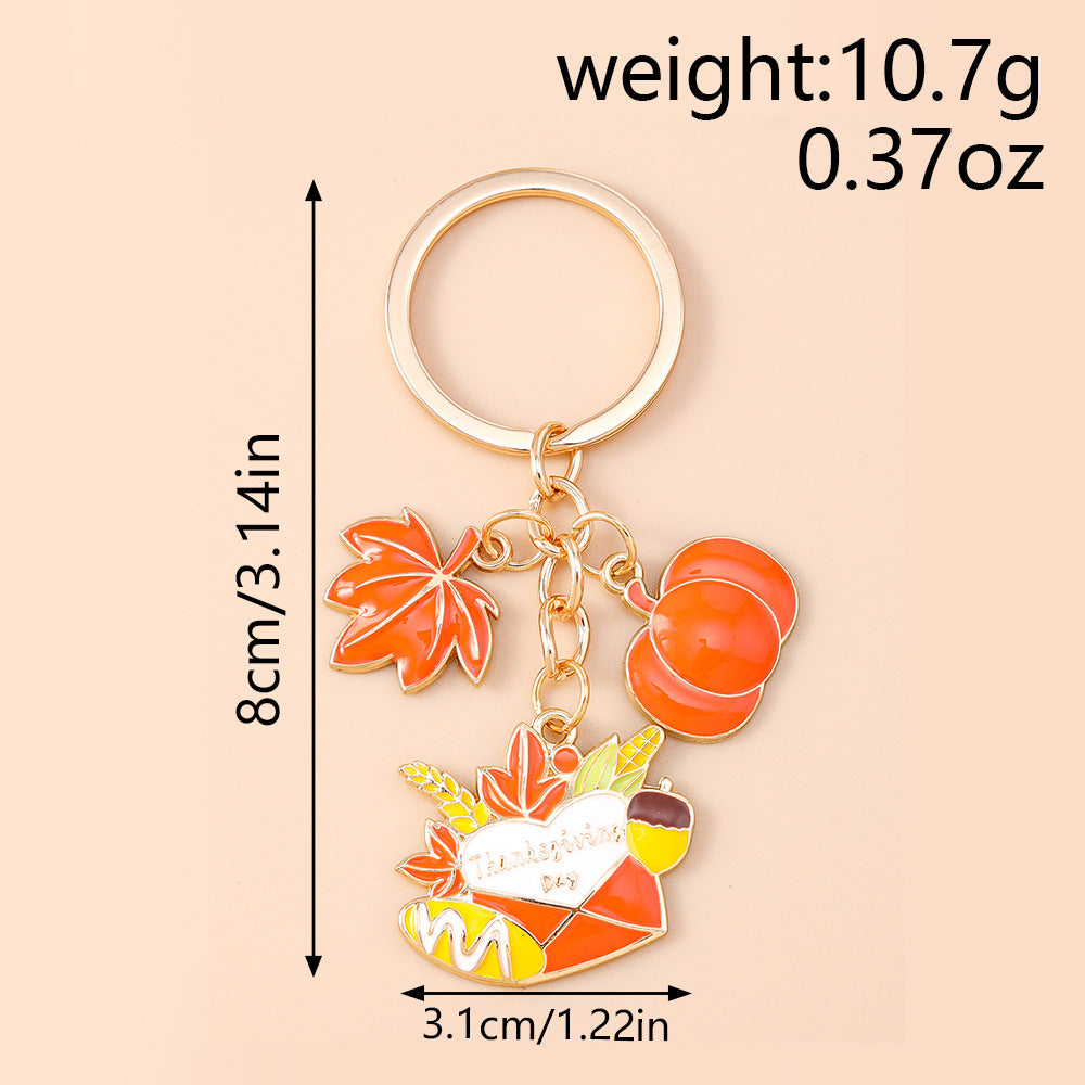 Corn Pattern Alloy Keychain With Enamel Craftsmanship, Perfect For Thanksgiving And Commute Style