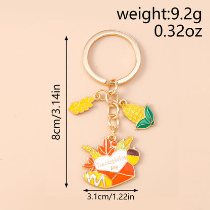 Corn Pattern Alloy Keychain With Enamel Craftsmanship, Perfect For Thanksgiving And Commute Style