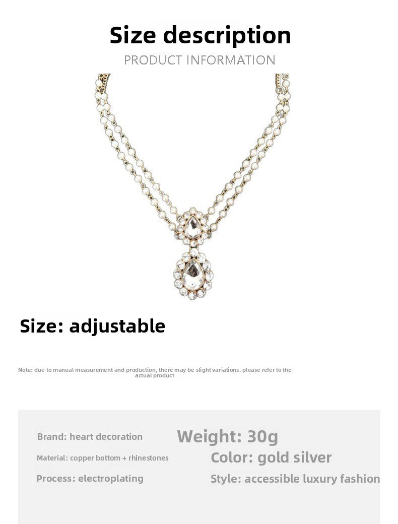 Ethnic Style Pearl Hair Chain Insert Comb For Women With Rhinestones In Silver