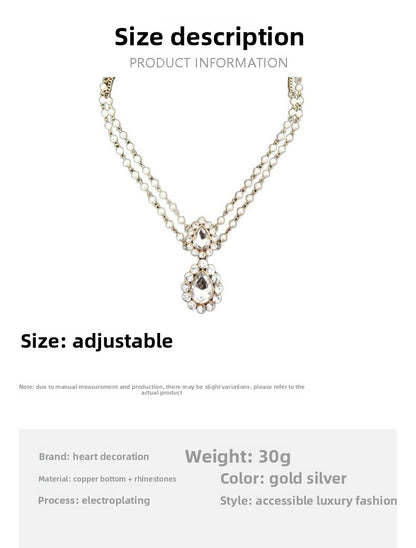 Ethnic Style Pearl Hair Chain Insert Comb For Women With Rhinestones In Silver