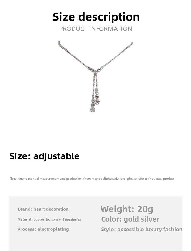 Heart Shape Jewelry Set For Women In Silver Alloy With Rhinestones And Tassel Design