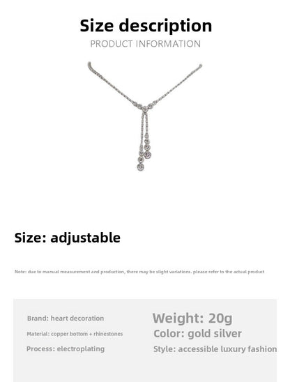Heart Shape Jewelry Set For Women In Silver Alloy With Rhinestones And Tassel Design
