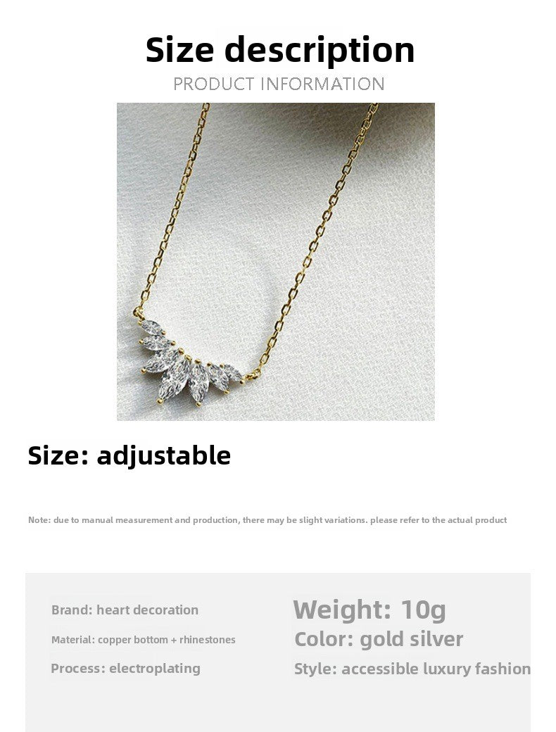 Petal Silver Alloy Necklace With Electroplated Finish And Rhinestone Pendant For Women