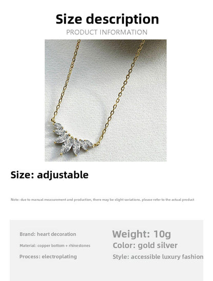 Petal Silver Alloy Necklace With Electroplated Finish And Rhinestone Pendant For Women