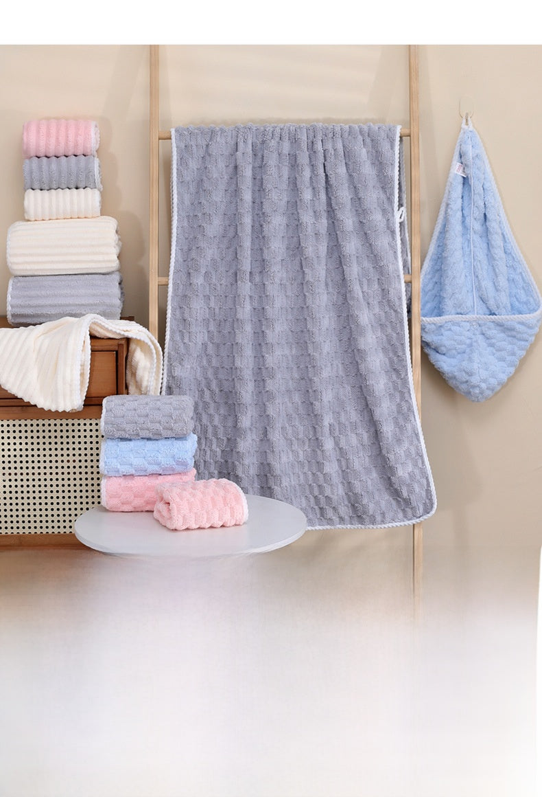 Towels And Shower Cap Gift Set, Perfect For Home Textiles And Bathroom Essentials