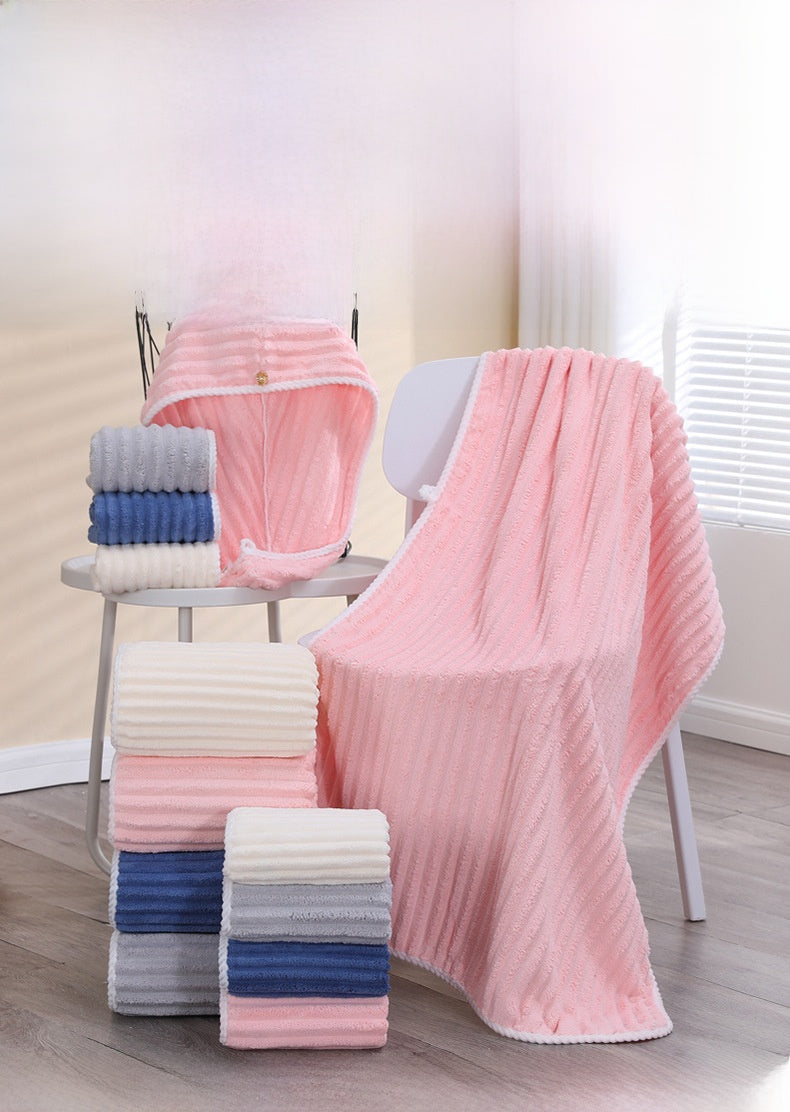 Towels And Shower Cap Gift Set, Perfect For Home Textiles And Bathroom Essentials