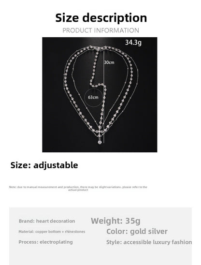 Silver Rhinestone Hair Chain Insert Comb For Women, Elegant Spring Hair Accessory