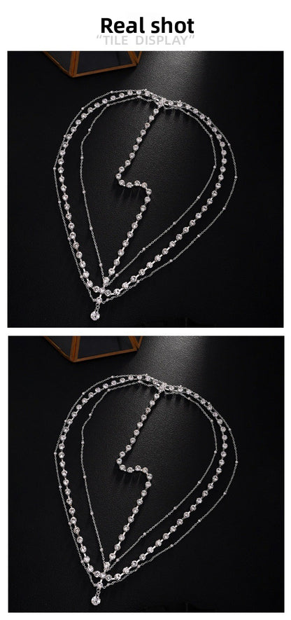 Silver Rhinestone Hair Chain Insert Comb For Women, Elegant Spring Hair Accessory
