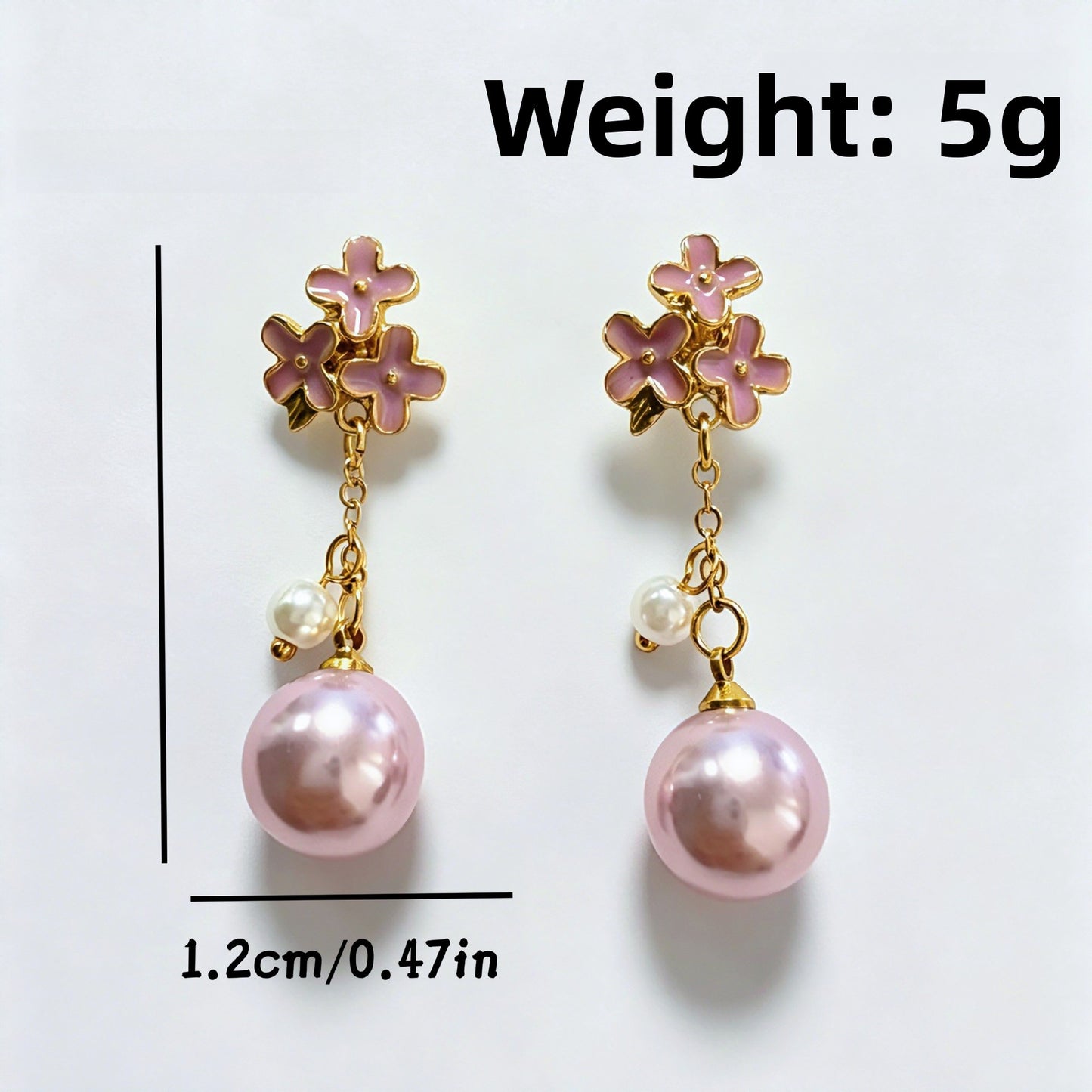 Natural Pink Enamel Flowers Drop Earrings For Women Featuring 925 Sterling Silver Studs And Zinc Alloy Craft