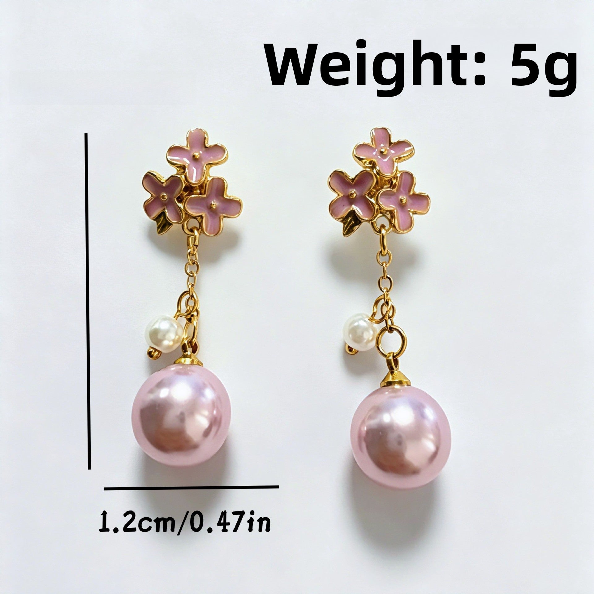 Natural Pink Enamel Flowers Drop Earrings For Women Featuring 925 Sterling Silver Studs And Zinc Alloy Craft