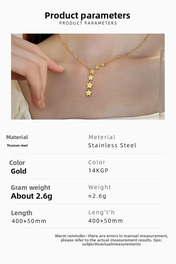 Simple Style Gold Star Choker Necklace For Women With Electroplated Titanium Steel Pendant