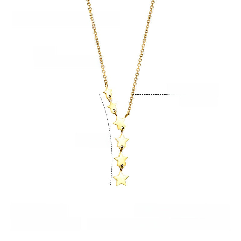 Simple Style Gold Star Choker Necklace For Women With Electroplated Titanium Steel Pendant