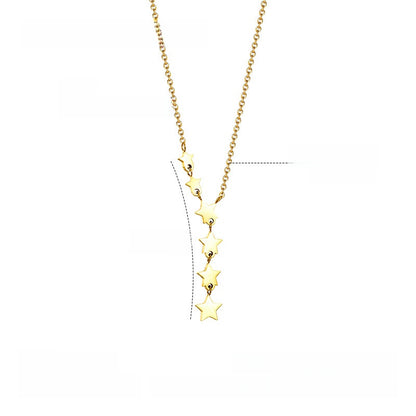 Simple Style Gold Star Choker Necklace For Women With Electroplated Titanium Steel Pendant